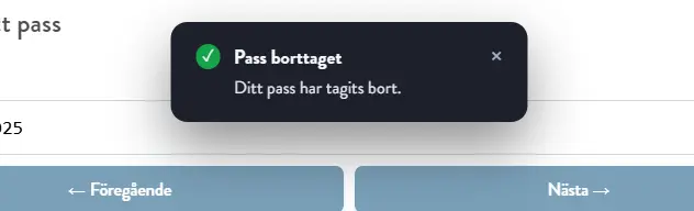 Bekräftelse efter borttagning
